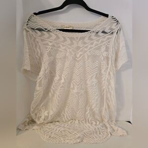 Nurture White Lace Short Sleeve Top Women's XL